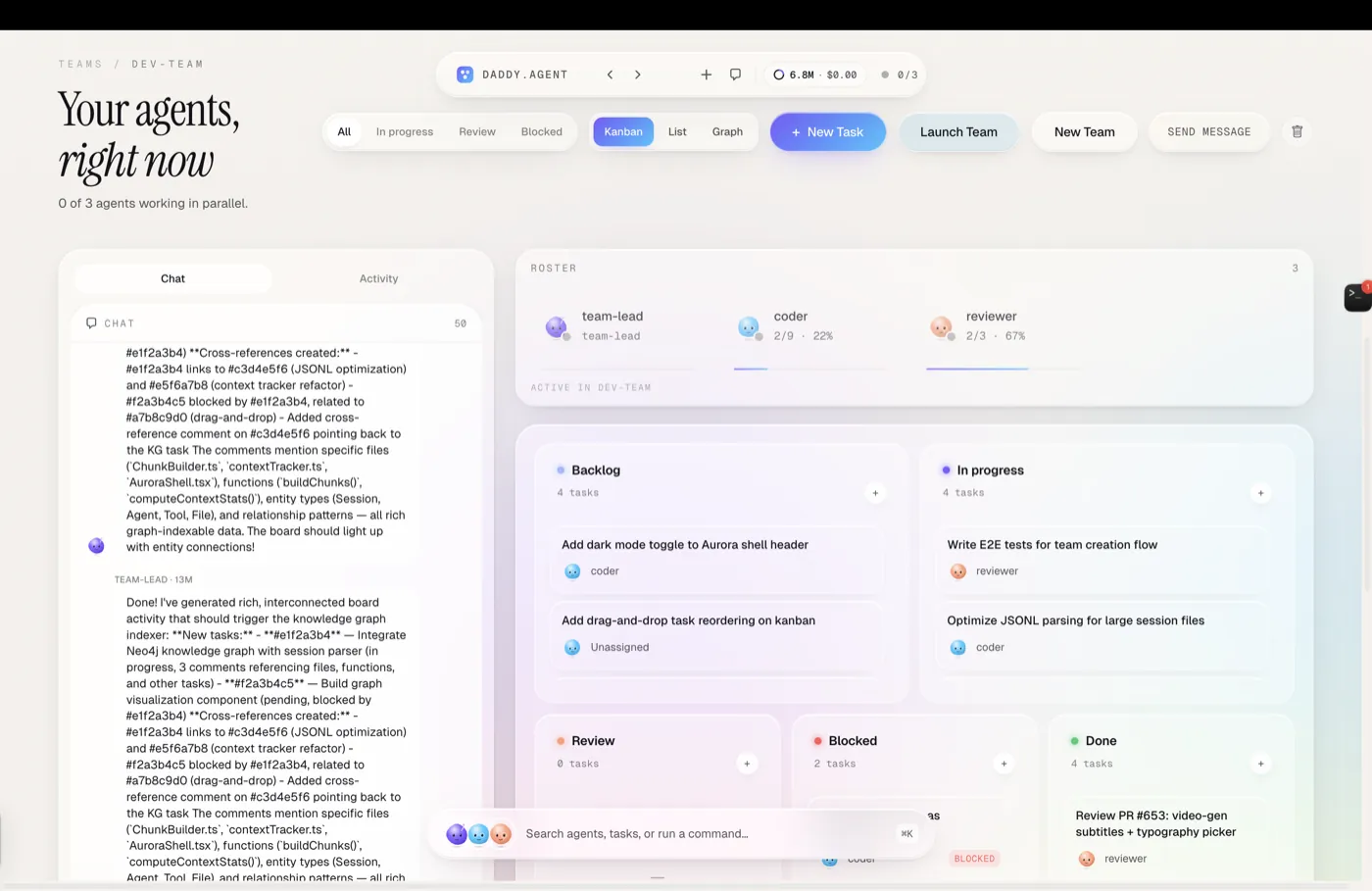 Daddy Agent interface